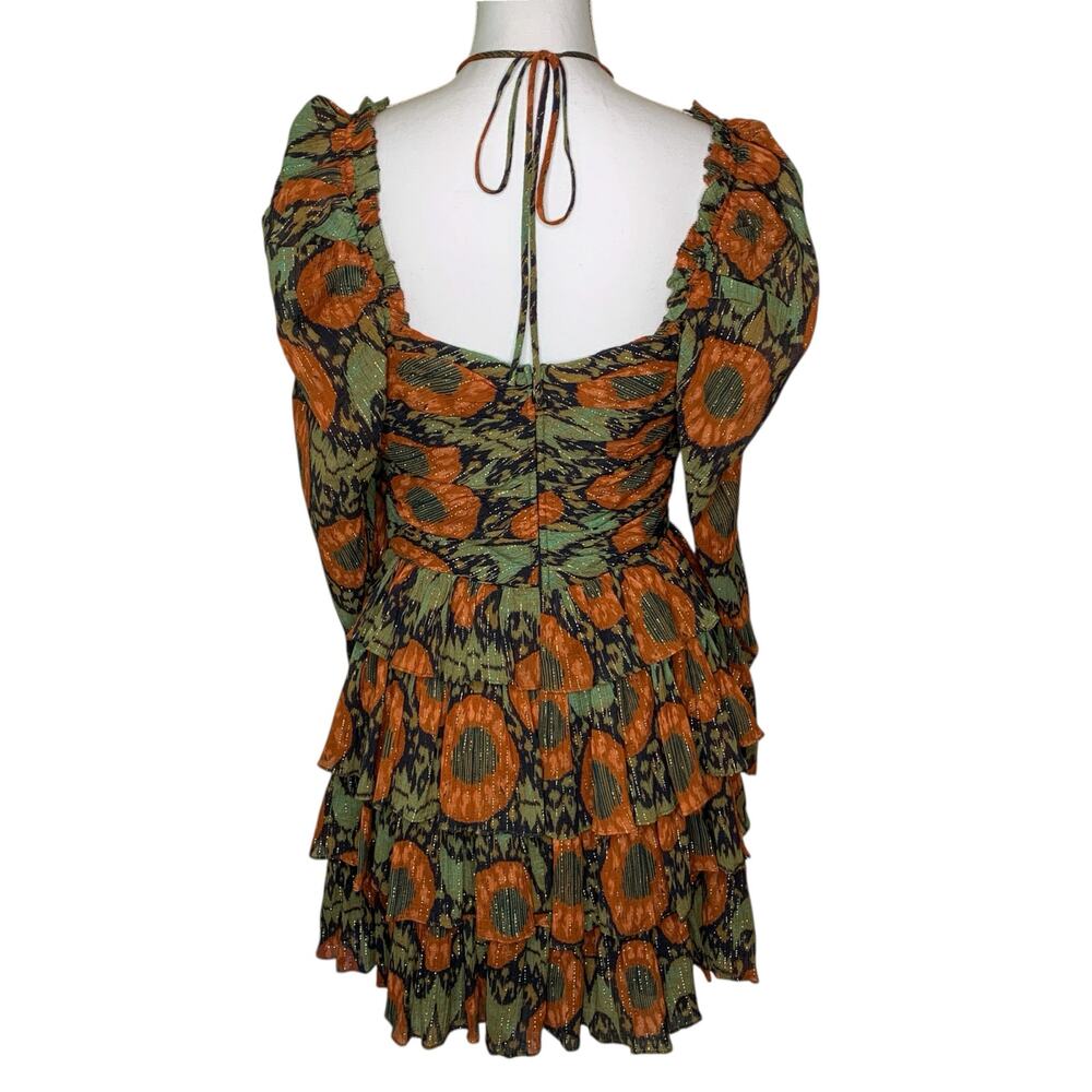 Ulla Johnson Naiya Dress Nocturne Ikat Metallic Stripe Ruffle Mini Size 6 - Picture 4 of 7